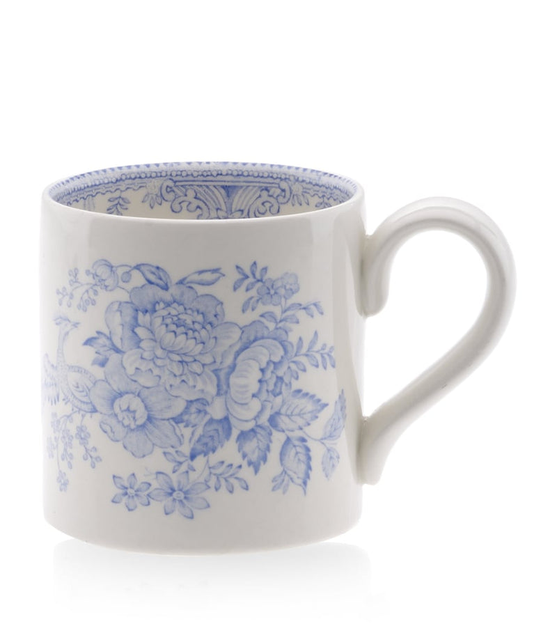 Burleigh handmade Blue Asiatic Pheasants earthenware mug, UK version
