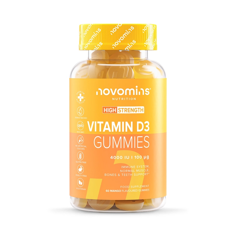 Novomins Vitamin D3 4000IU Mango Gummies 60, imported from the UK