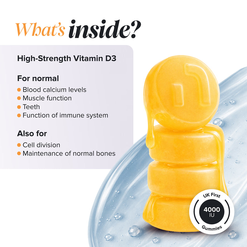Novomins Vitamin D3 4000IU Mango Gummies 60, imported from the UK