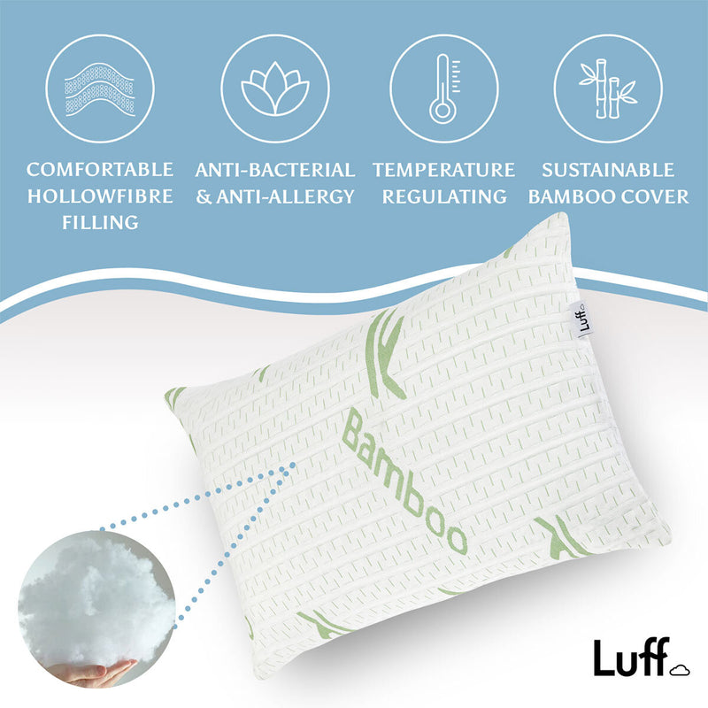 Luff Sleep Bamboo Forest Hollowfibre Medium Soft Pillow, UK version