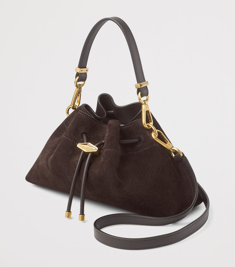 Jimmy Choo small suede Cinch shoulder bag, imported from the UK