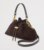Jimmy Choo small suede Cinch shoulder bag, imported from the UK