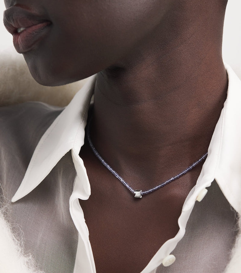 Suzanne Kalan white gold iolite beaded necklace (British brand)