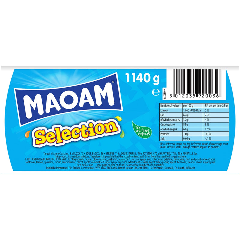 Haribo MAOAM Selection fruity sweets tub 1.14kg, UK version