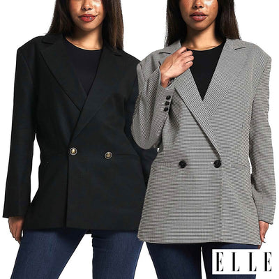 Costco UK Elle Ladies Blazer Black & Brown Women's Blazer Sizes 10, 12, 14, 16- Buy online at McGrocer