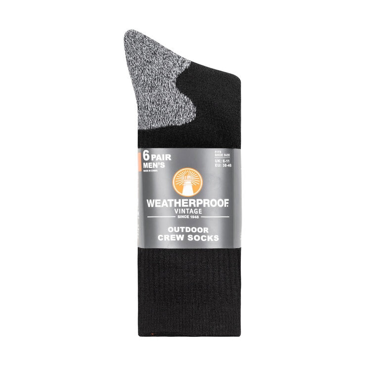 Weatherproof Men's Crew Socks 6 Pack (British brand)