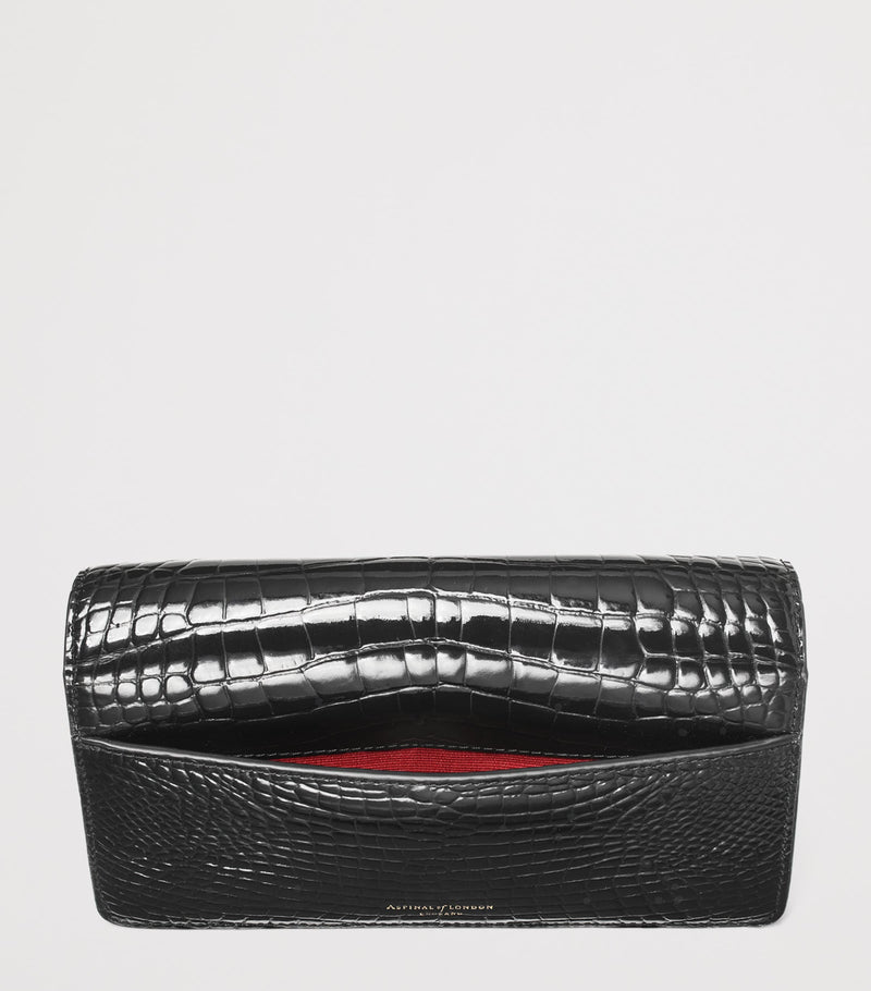 Aspinal of London Mayfair croc-embossed leather clutch bag - British product
