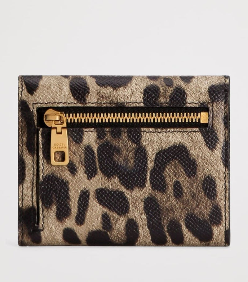 Dolce&Gabbana leather wallet with French flap and leopard print - British product
