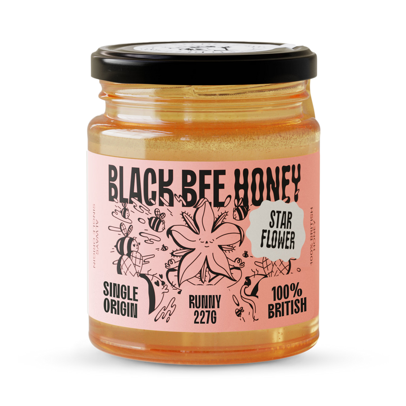Black Bee Starflower honey 227g glass jar - British product