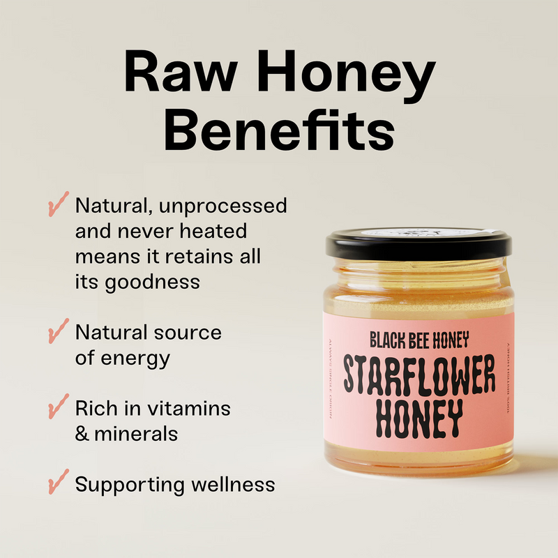 Black Bee Starflower honey 227g glass jar - British product