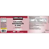 Kirkland Signature Calcium Magnesium Zinc tablets 600 count, UK version