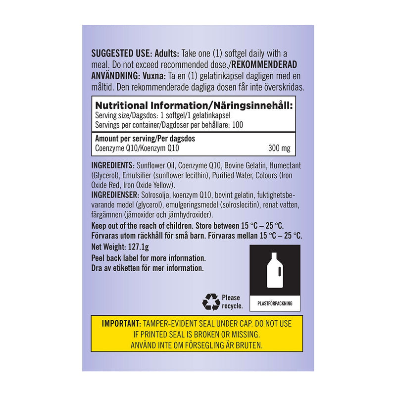 Kirkland Signature CoQ10 300mg supplement 100 softgels (British brand)