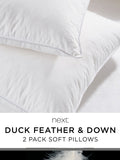 Soft duck feather and down pillows 2-pack (British brand)