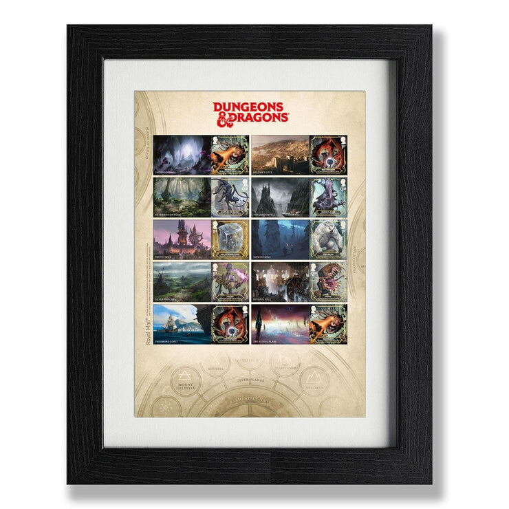 Royal Mail Dungeons & Dragons framed stamp sheet, UK version