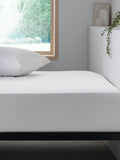 White easy-care polycotton deep fitted sheet (British brand)