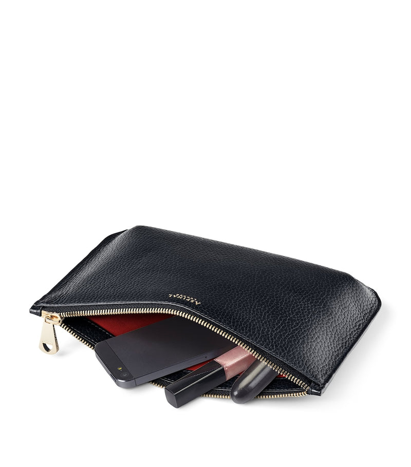 Aspinal of London large leather Ella pouch, imported from the UK