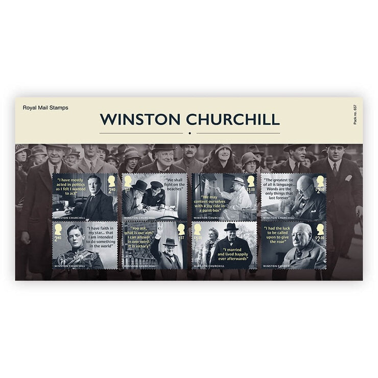 Royal Mail Winston Churchill stamp pack, imported from the UK