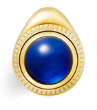 Cartier composite rollerball pen with gold-tone details and blue resin cabochon, 15cm length - British product