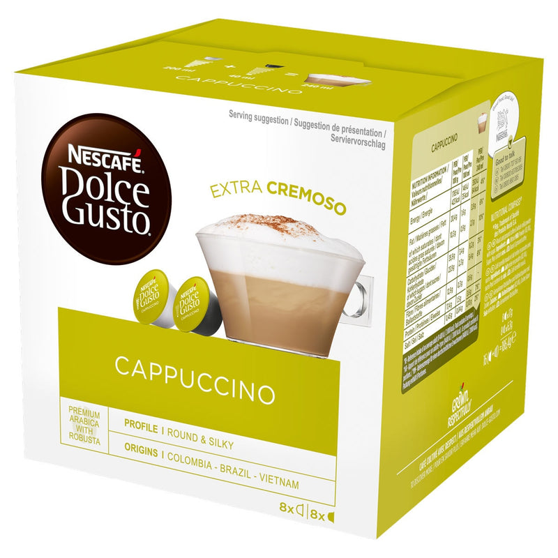 Nescafé Dolce Gusto cappuccino coffee pods 24 servings, imported from the UK