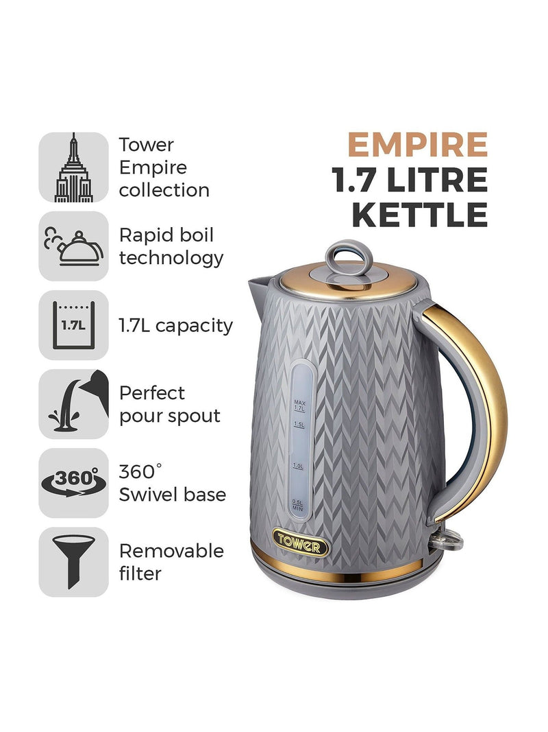 Tower Grey Empire kettle 1.7 litre (British brand)