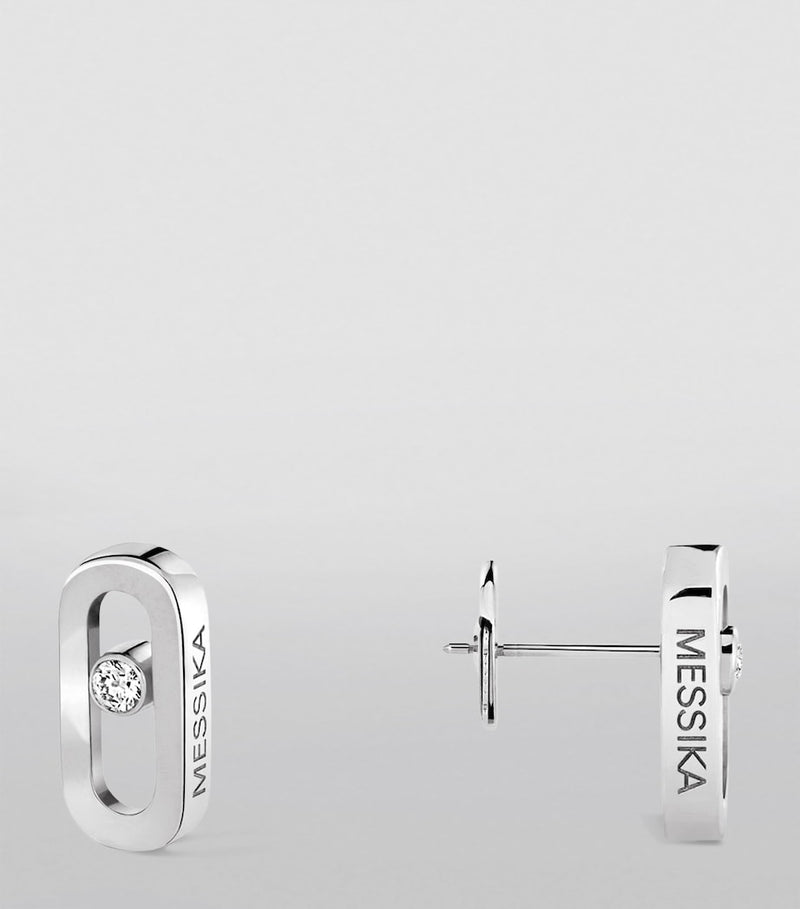 Messika Move Uno white gold stud earrings 0.03ct, imported from the UK