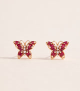 Harrods Suzanne Kalan Rose Gold, Diamond and Ruby Princess Mini Butterfly Stud Earrings- Buy online at McGrocer