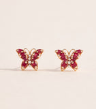 Suzanne Kalan rose gold butterfly stud diamond ruby earrings - British product