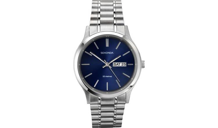 Sekonda men's blue dial stainless steel watch, imported from the UK