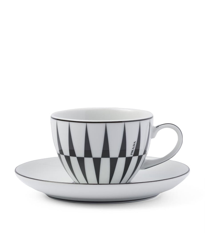 Prada Stripes coffee cup and saucer set, imported from the UK, 4 pieces