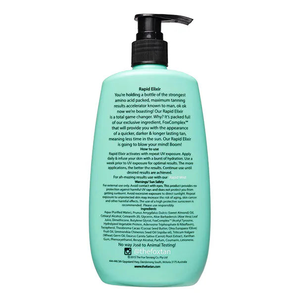 The Fox Tan Rapid Tanning Elixir 300ml, imported from the UK