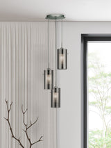 Next Searchlight Chrome Smoked Glass 3-Light Multi-Drop Pendant Ceiling Light- Buy online at McGrocer