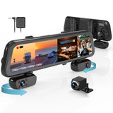 Rexing M4 4-channel mirror dash cam with 12-inch touch screen, imported from the UK
