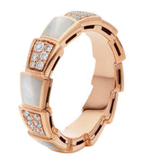 Harrods Bvlgari Rose Gold Diamond and Mother-of-Pearl Serpenti Viper Ring- Buy online at McGrocer