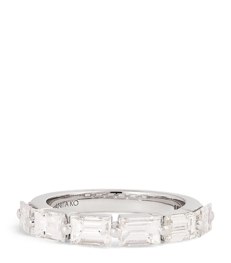 Anita Ko white gold diamond baguette floating ring, imported from the UK