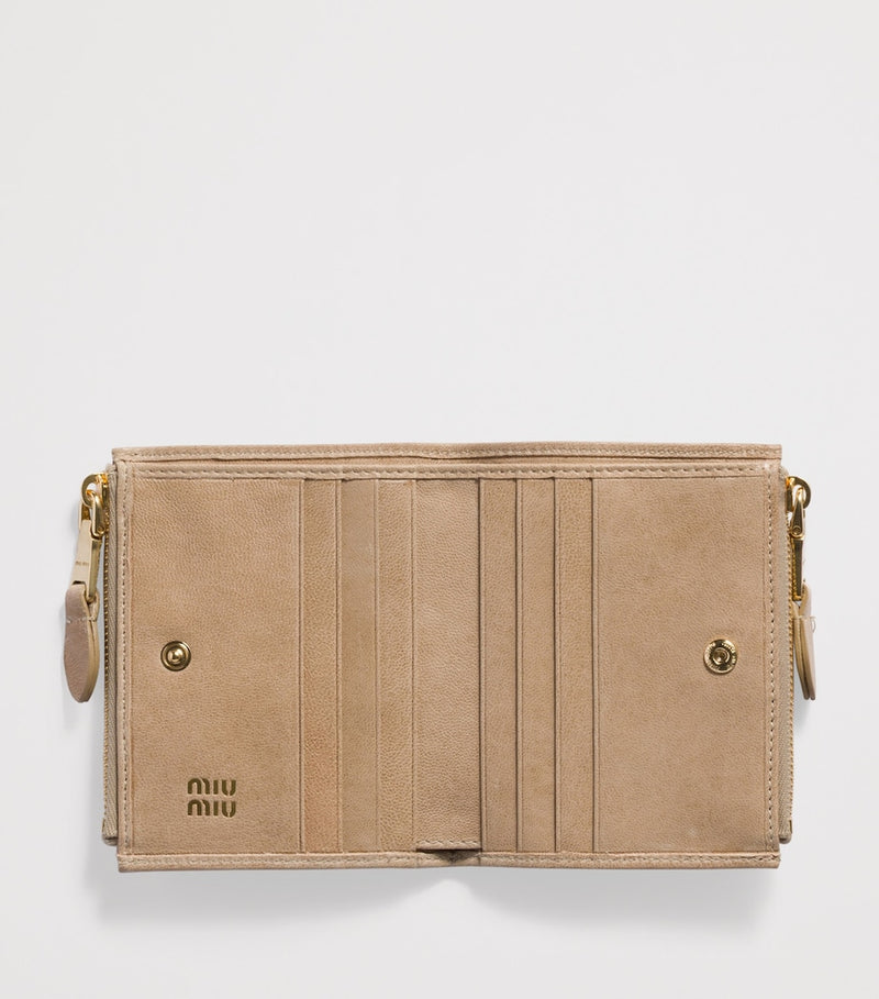 Miu Miu small nappa leather wallet with gold-tone hardware (British brand)
