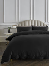 Black Collection Luxe 300 Thread Count Cotton Sateen Duvet Cover and Pillowcase Set