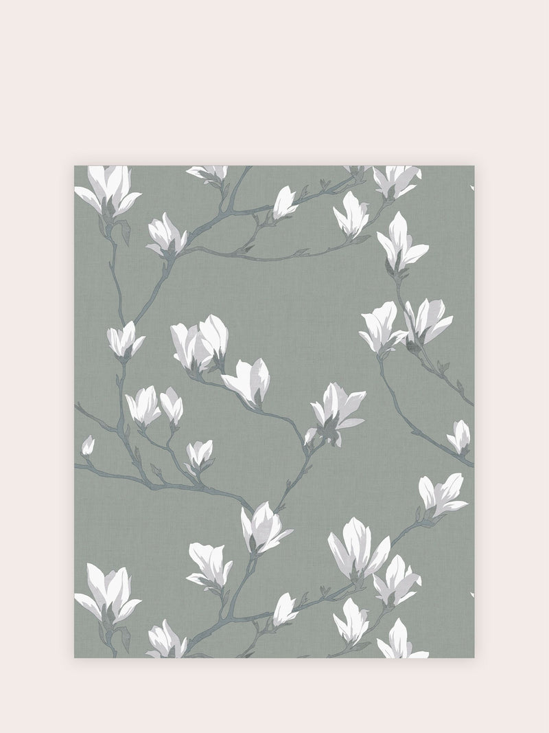 Laura Ashley Slate Magnolia Grove wallpaper sample A4, UK version