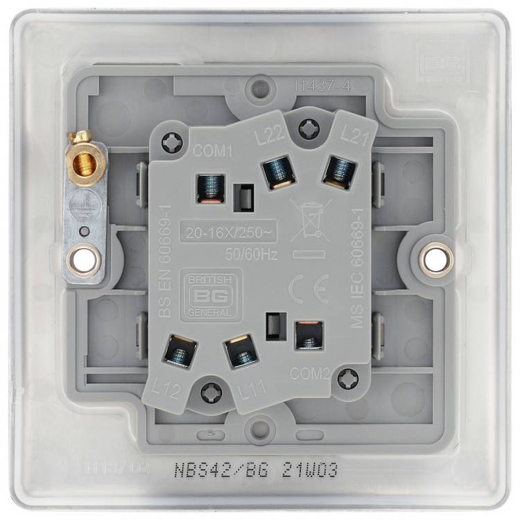BG 2 gang 2 way switch brushed stainless steel, imported from the UK