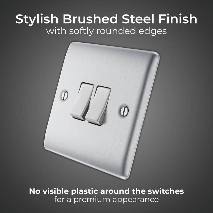 BG 2 gang 2 way switch brushed stainless steel, imported from the UK
