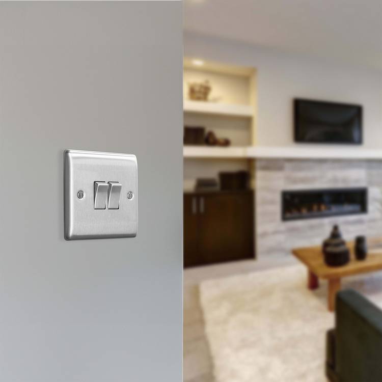 BG 2 gang 2 way switch brushed stainless steel, imported from the UK
