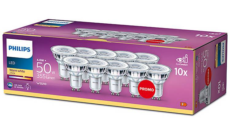 Philips LED light bulbs warm white GU10 10 pack - British product