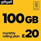 giffgaff pay as you go SIM card 100GB (British brand)