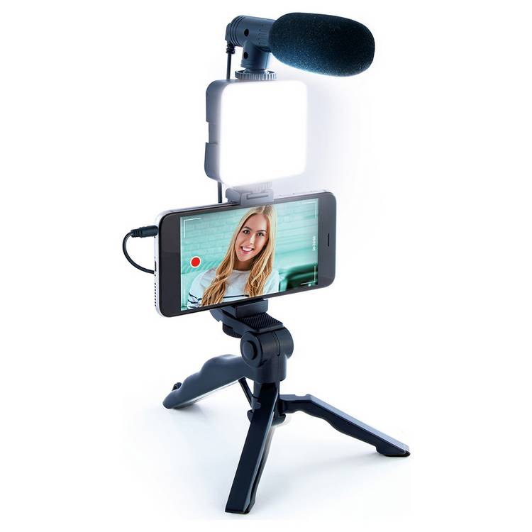 Kids vlogging kit with LED light and microphone, British brand