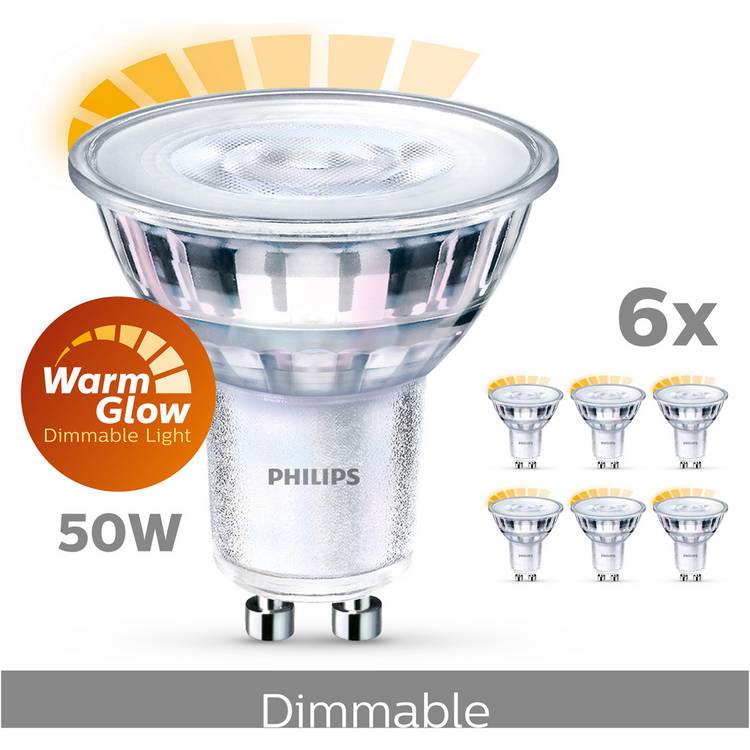 Philips LED GU10 dimmable light bulbs 6 pack, UK version