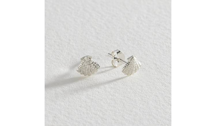 Revere sterling silver seashell stud earrings 6.9mm, UK version