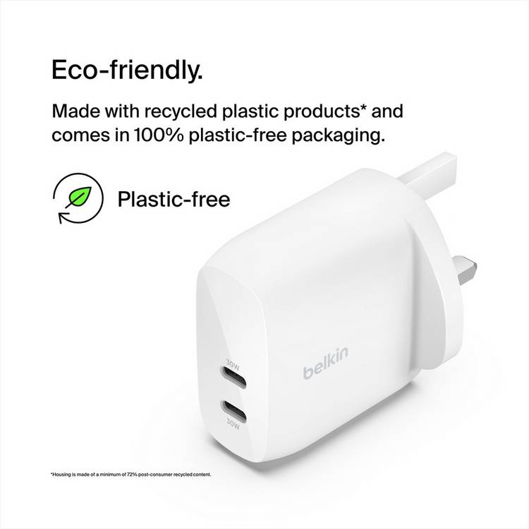 Belkin 60W USB-C dual port wall charger - British product