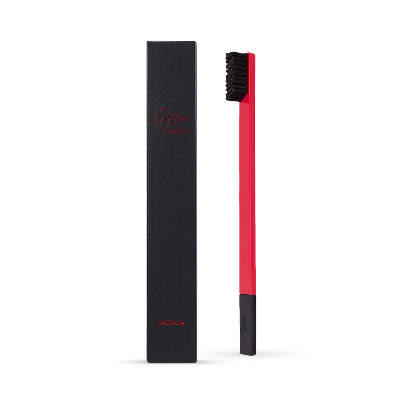 Apriori Scarlet Eclipse medium toothbrush with plant-based bristles (British brand)