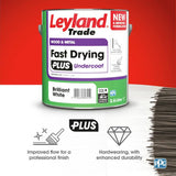 Leyland Fast Dry Plus Undercoat Brilliant White 2.5L, imported from the UK