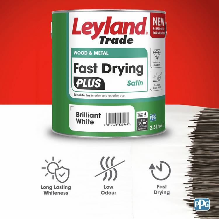 Leyland paint satin brilliant white 2.5L - British product