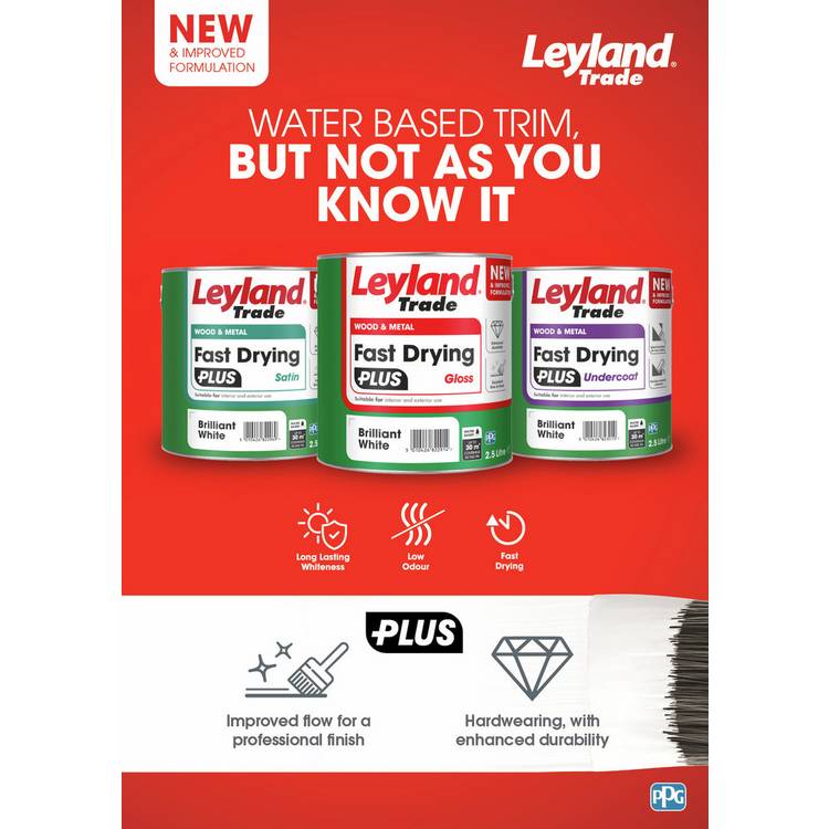 Leyland paint satin brilliant white 2.5L - British product